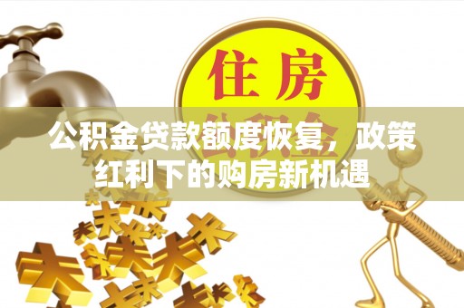 丰南公积金贷款额度恢复，政策红利下的购房新机遇