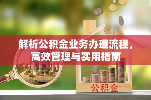 丰南解析公积金业务办理流程，高效管理与实用指南