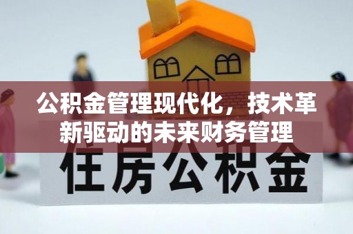 丰南公积金管理现代化，技术革新驱动的未来财务管理