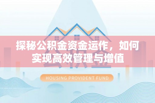 丰南探秘公积金资金运作，如何实现高效管理与增值