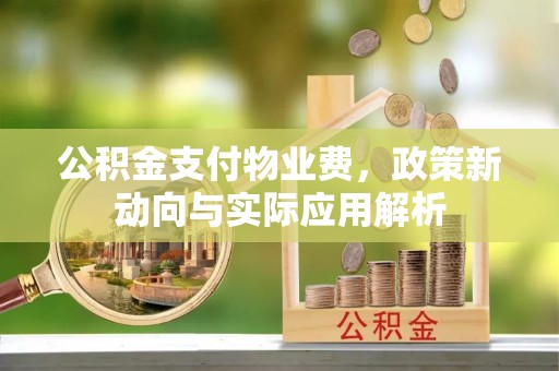 丰南公积金支付物业费，政策新动向与实际应用解析