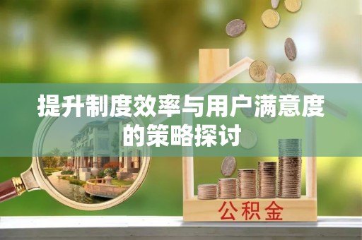 丰南提升制度效率与用户满意度的策略探讨